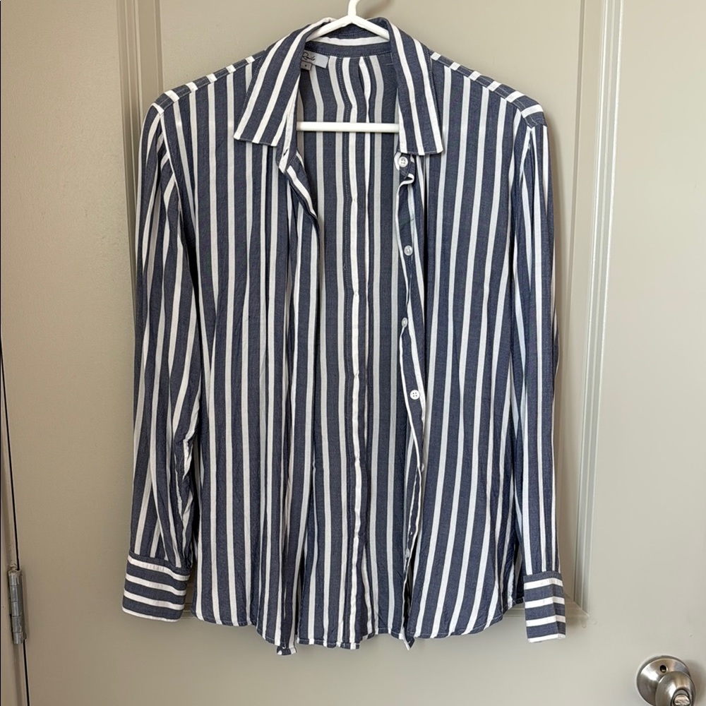 Rails Blue and White Striped Shirt (S)